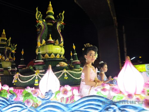Beautiful girls in traditional costume were paraded in floats